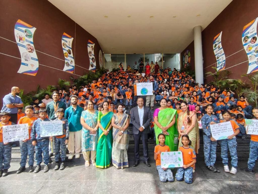 Students and teachers at Skalvi International School, the Best CBSE School in JP Nagar, during a group activity and school event.