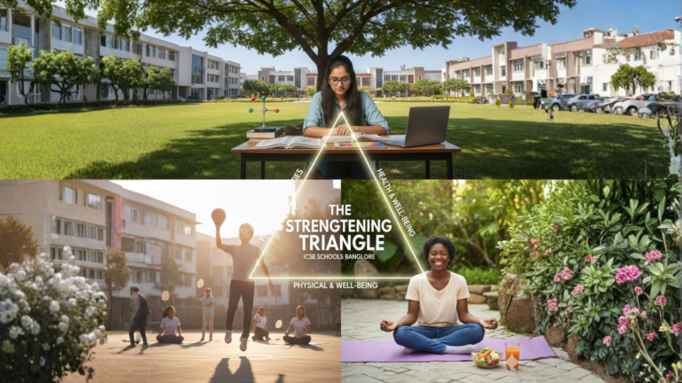 Students engaging in academics, sports, and healthy activities at ICSE schools in Bangalore, showcasing holistic development and well-rounded education